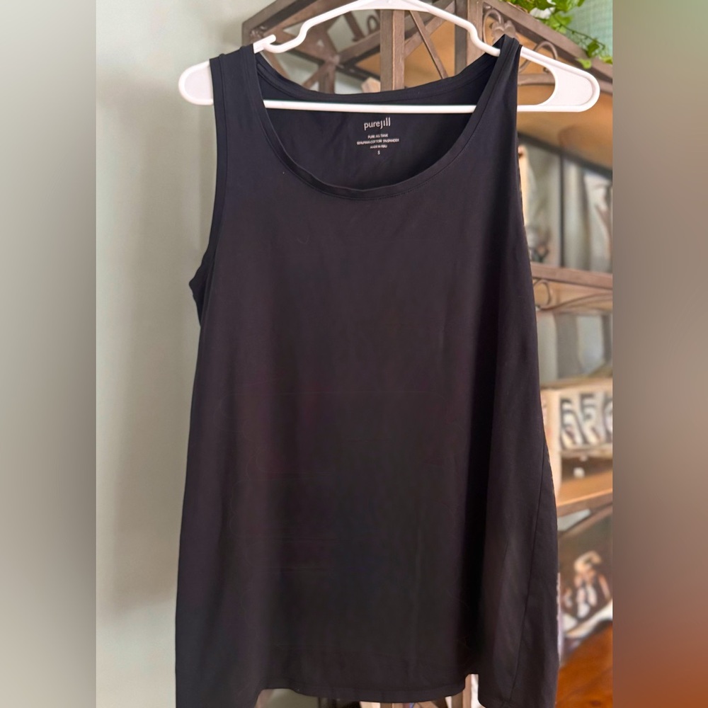 J. Jill Pure Jill Pima Cotton Sleeveless Tank Top w/ Stretch Black Sz Small